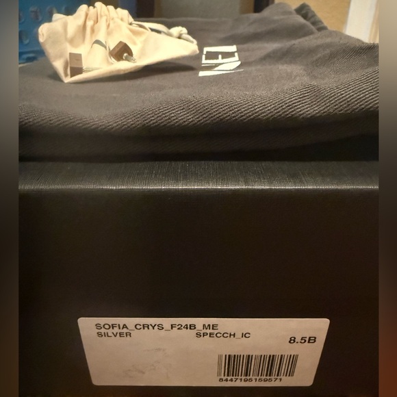 INEZ Sofia Silver Metallic Mid-Heel Sandals with Crystals - Picture 8 of 9